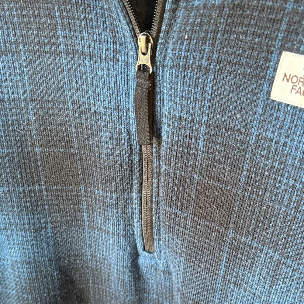 The North Face Men's Black‎ and Blue Plaid Zip-Up Sweater